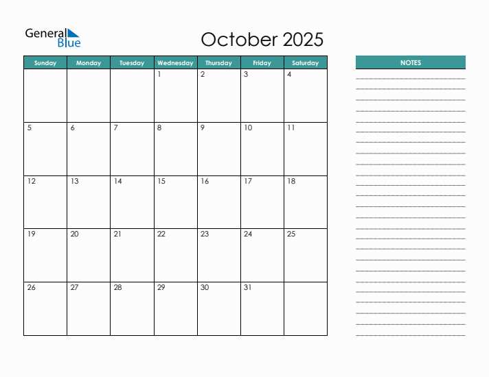 calendar october 2025 template