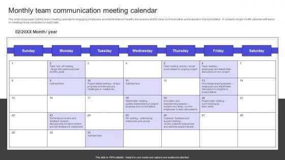 calendar of meetings template