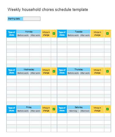 calendar of tasks templates