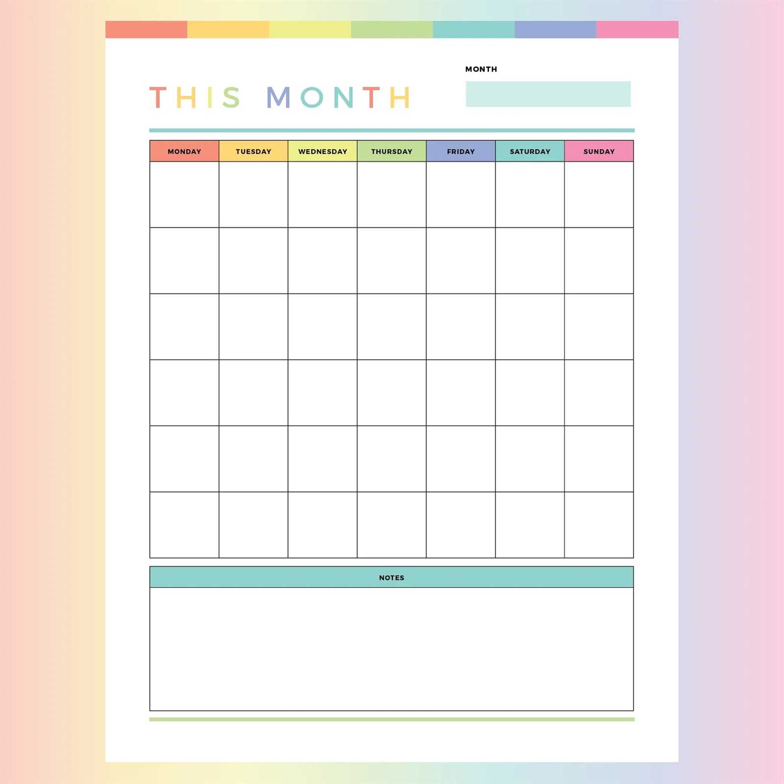 calendar planner template printable