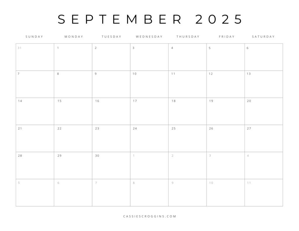 calendar september 2025 template