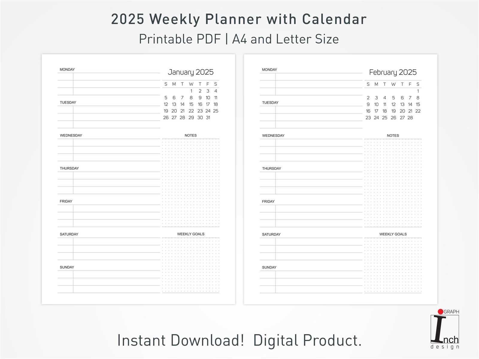 calendar template 2025 weekly