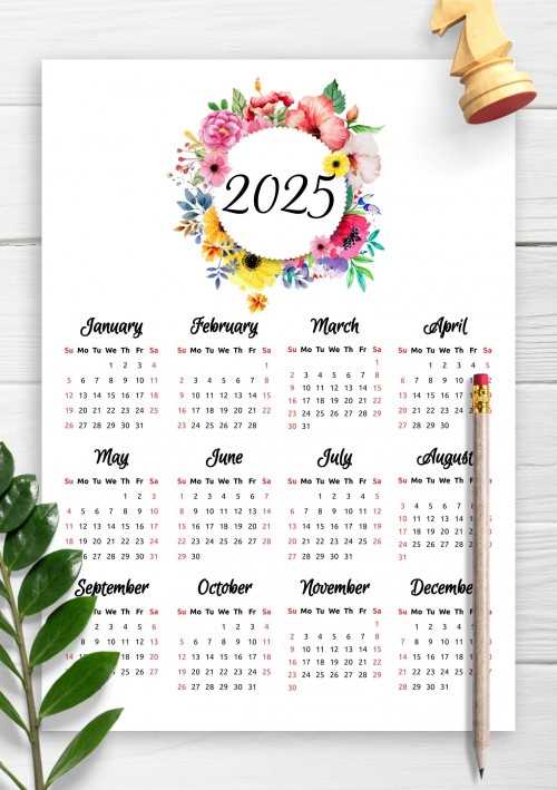 calendar template 2025 year