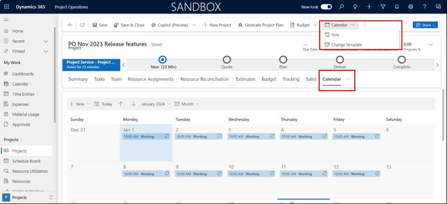 calendar template access