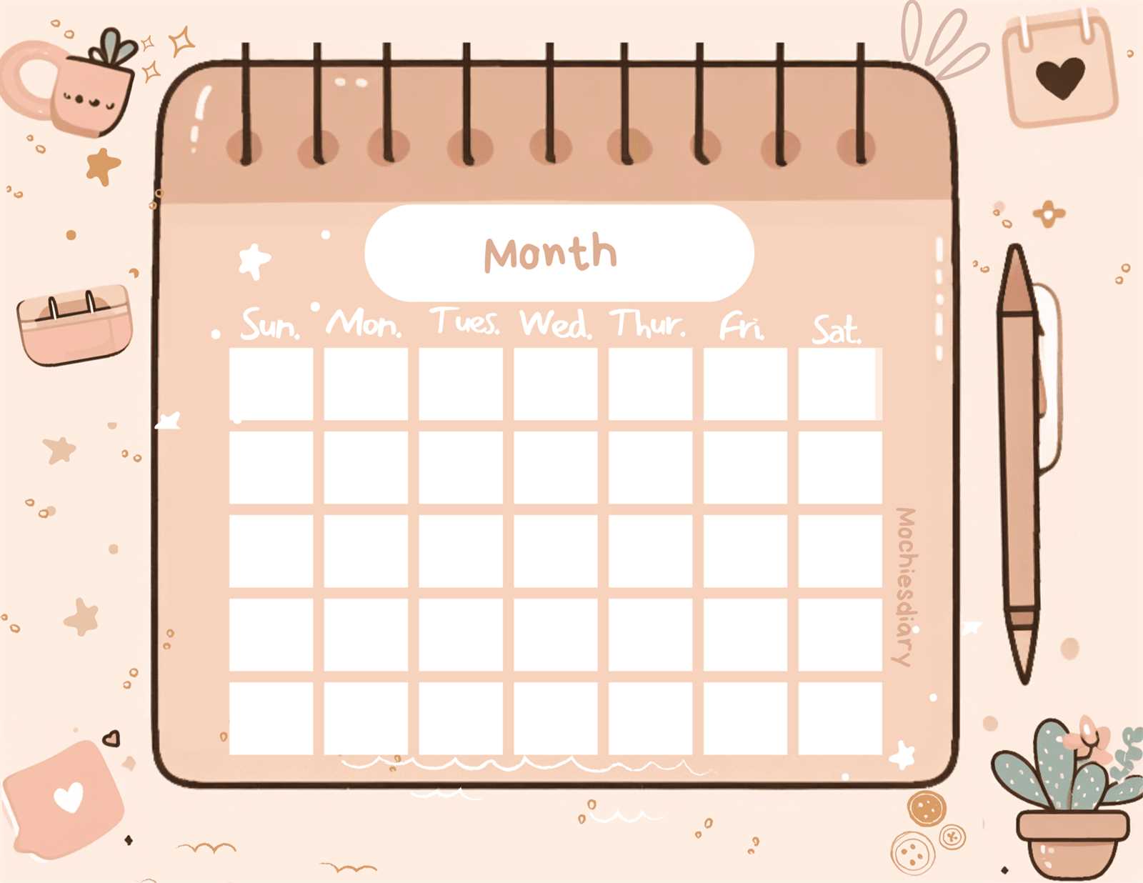 calendar template aesthetic