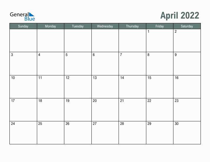 calendar template april