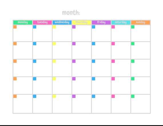 calendar template blank