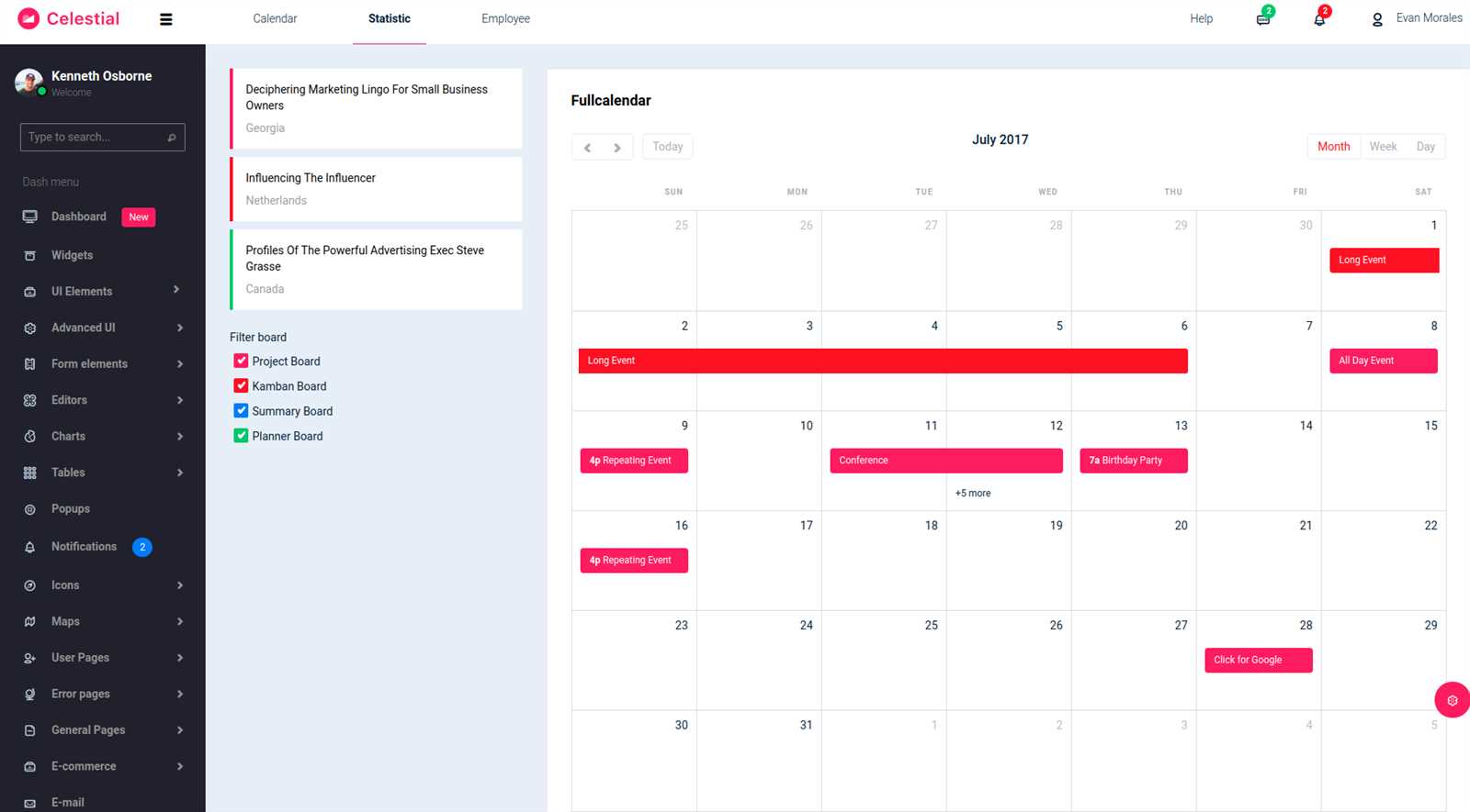 calendar template bootstrap