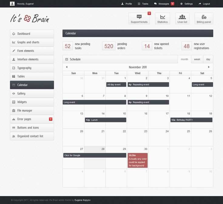 calendar template bootstrap