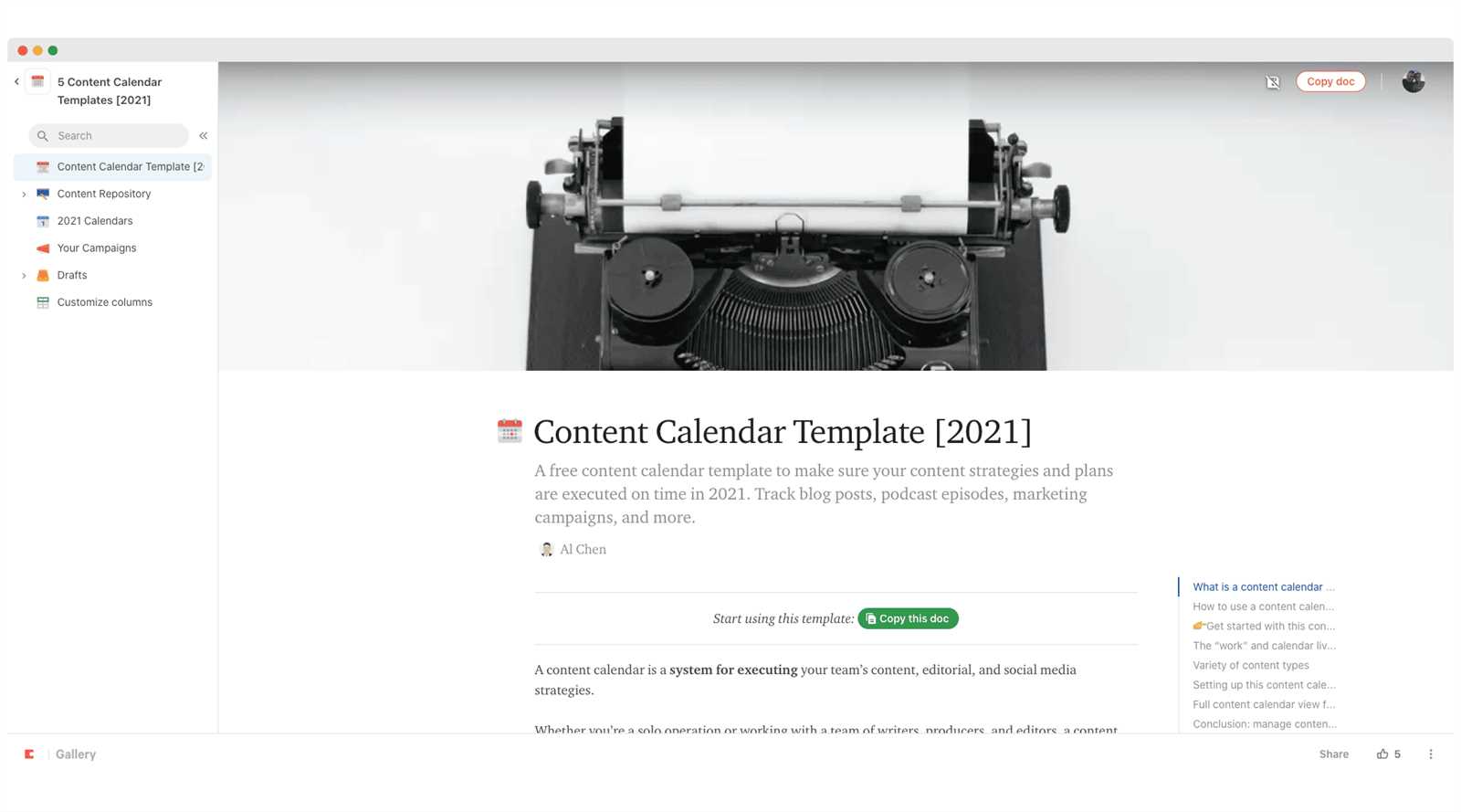 calendar template doc