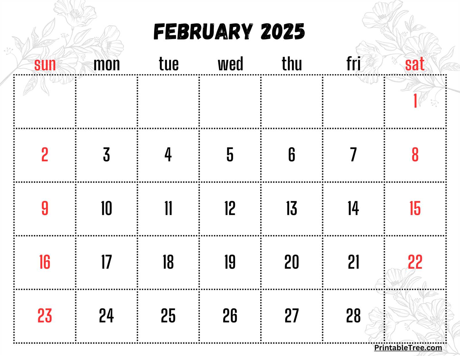 calendar template february 2025 printable