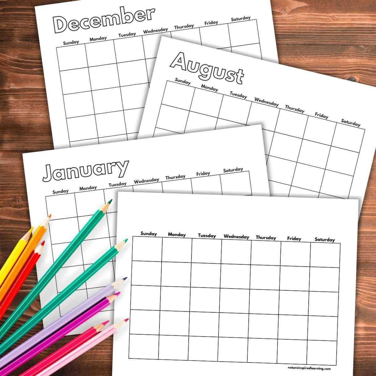 calendar template for kindergarten