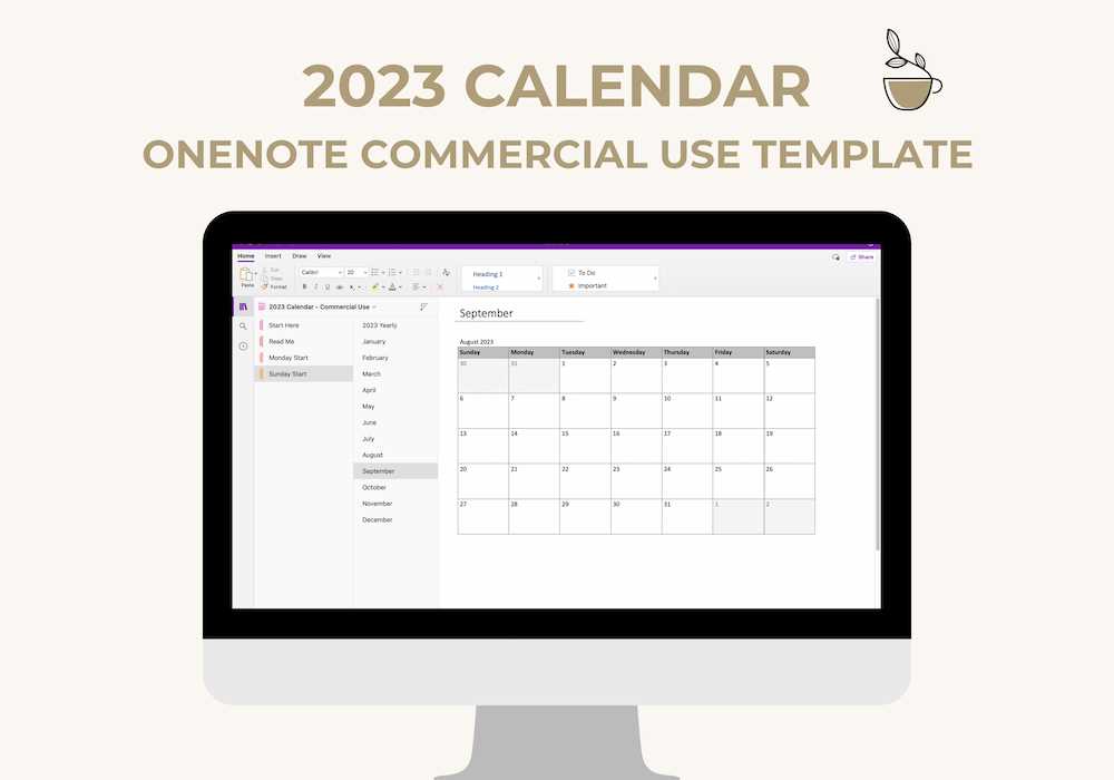 calendar template for onenote