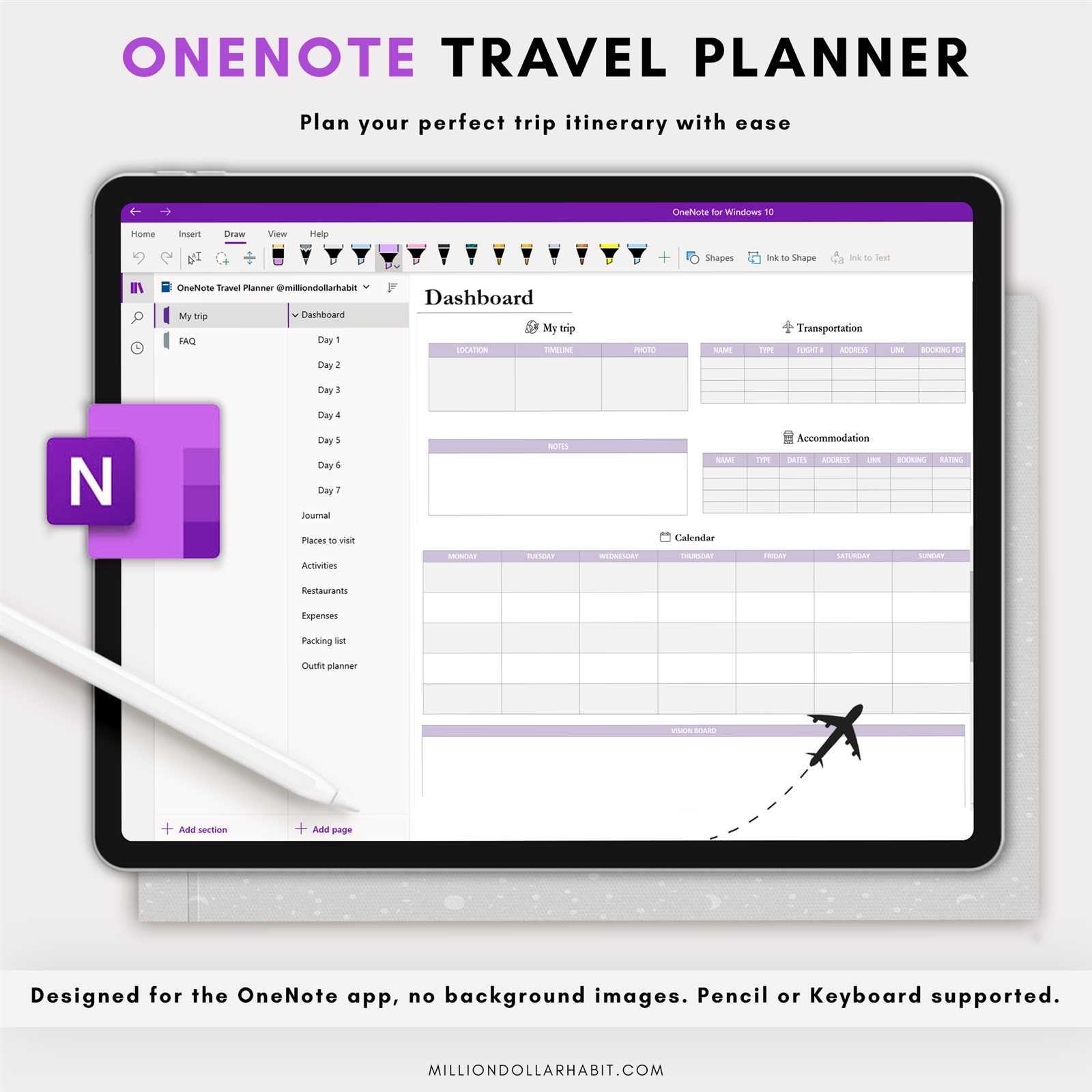 calendar template for onenote