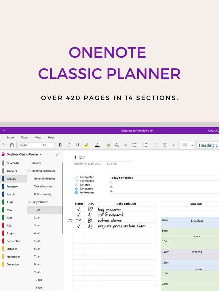 calendar template for onenote