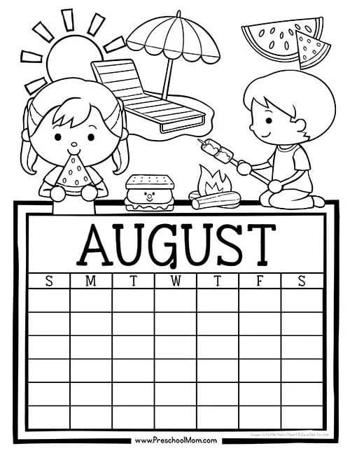 calendar template for preschool