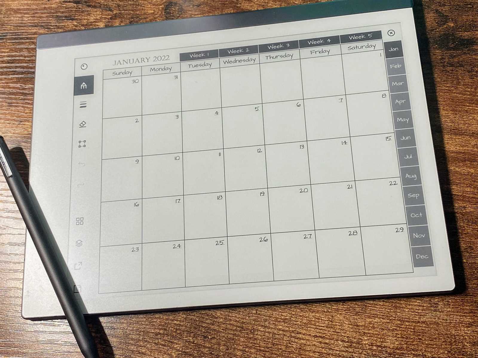 calendar template for remarkable 2