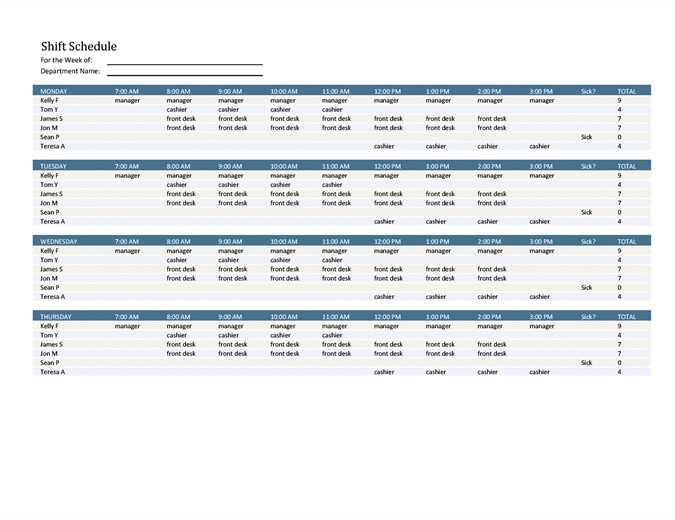 calendar template for scheduling employees