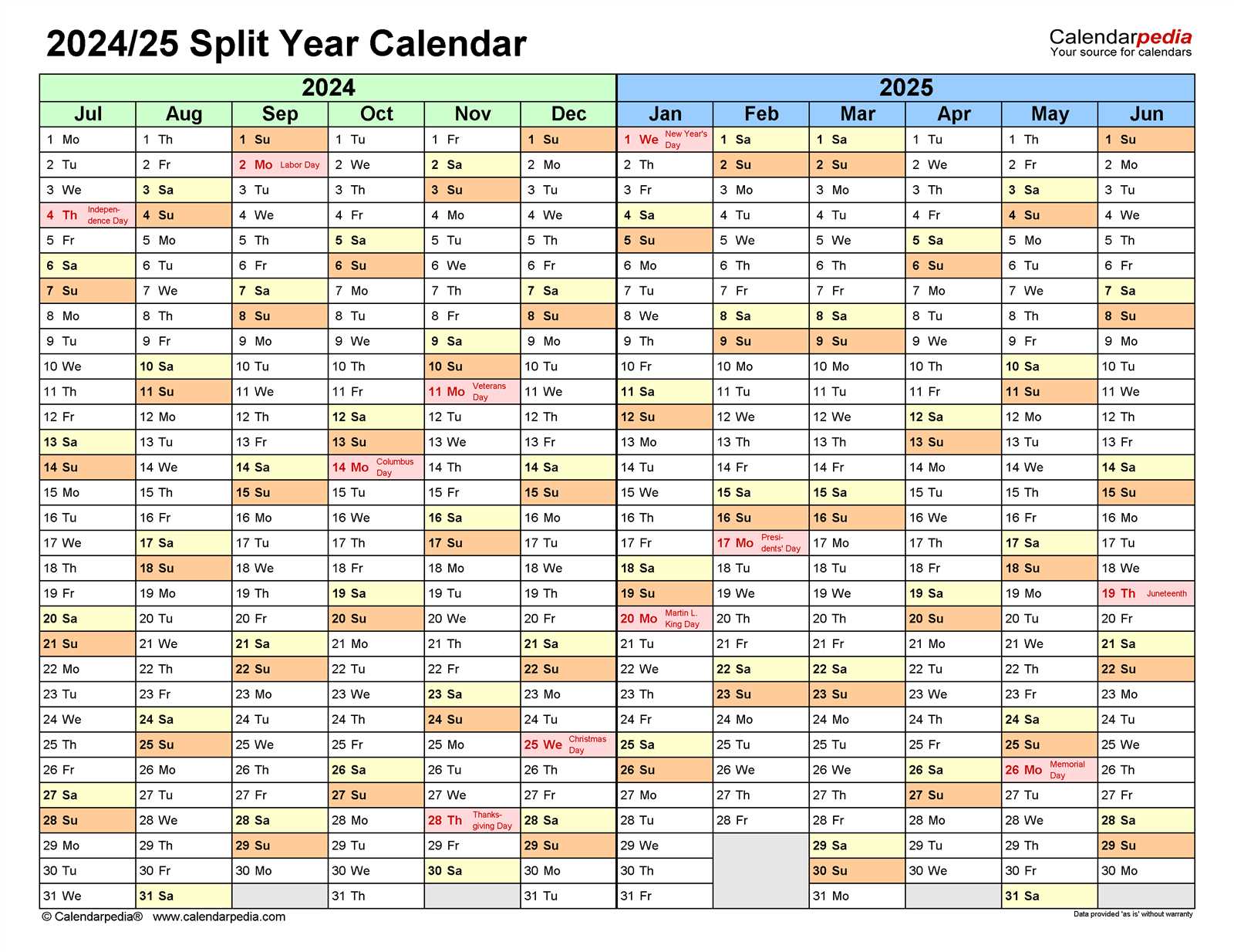 calendar template july 2025 to june 2025