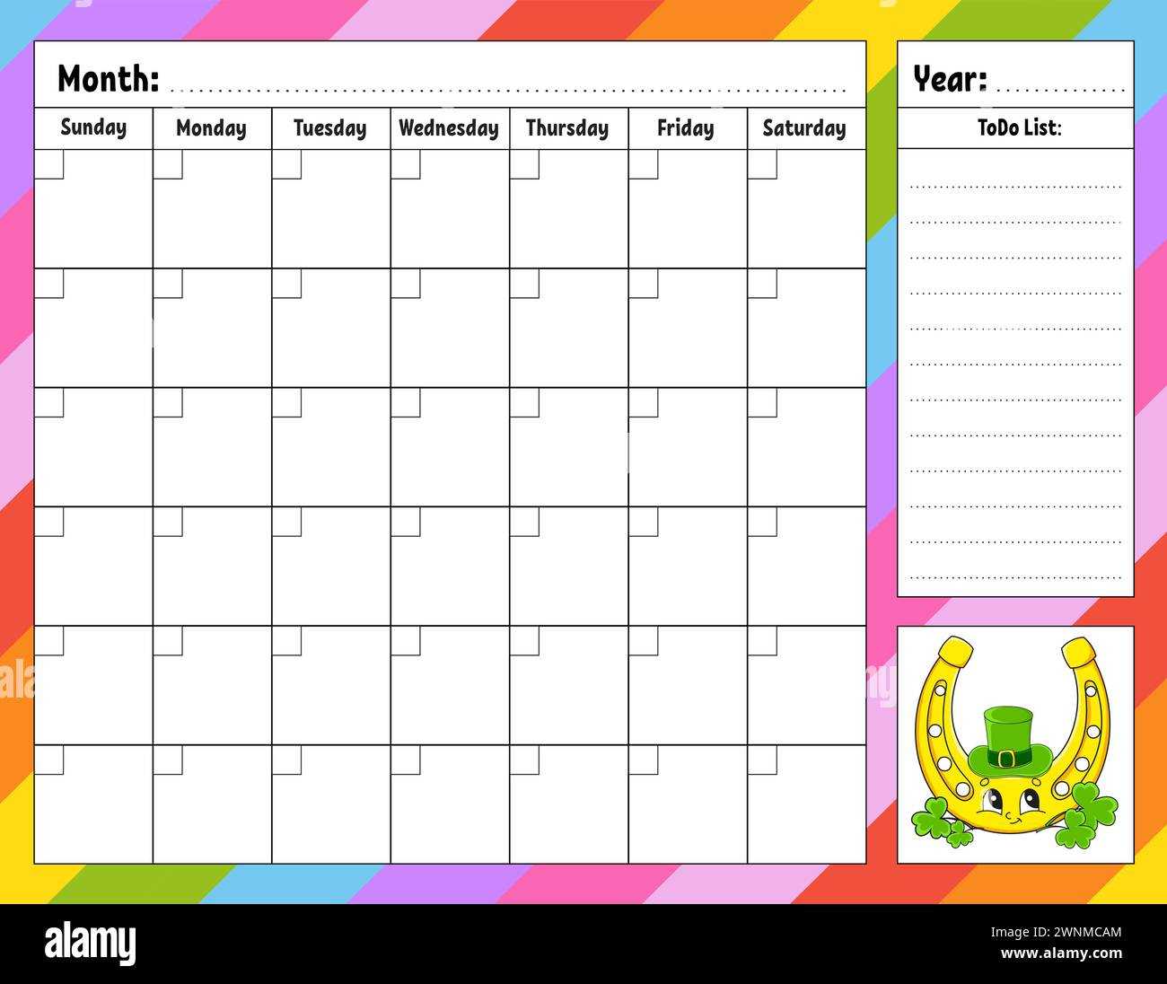 calendar template monday through friday