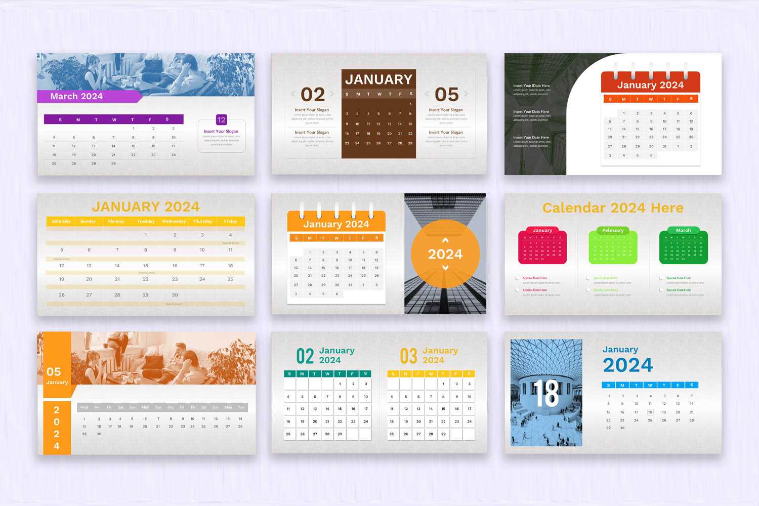 calendar template ppt free download