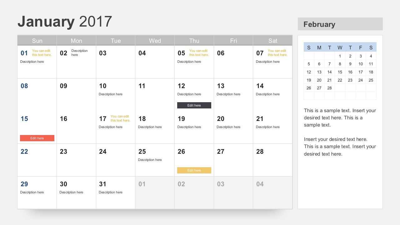 calendar template ppt free download