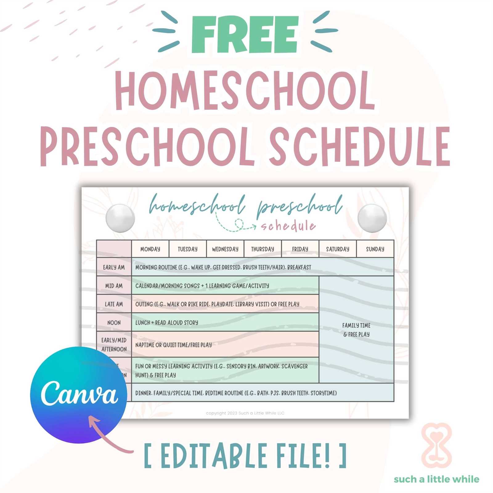 calendar template preschool