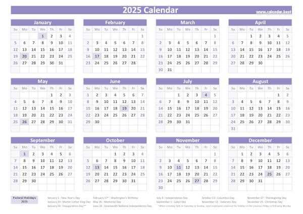 calendar template to print 2025