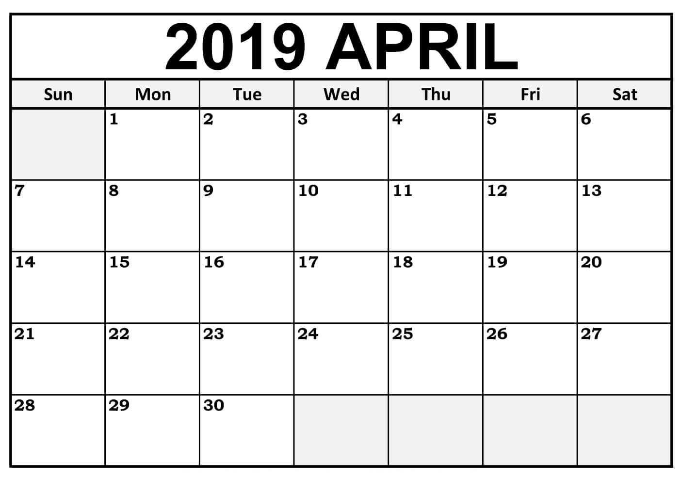 calendar template with large boxes