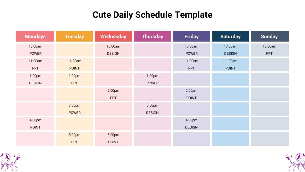 calendar template with time slots