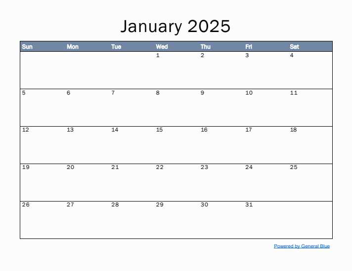 calendar templates january 2025