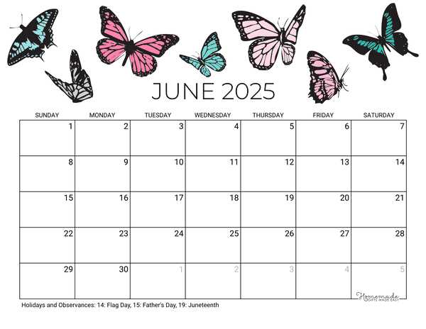 calendar templates june 2025