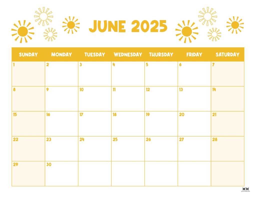 calendar templates june 2025