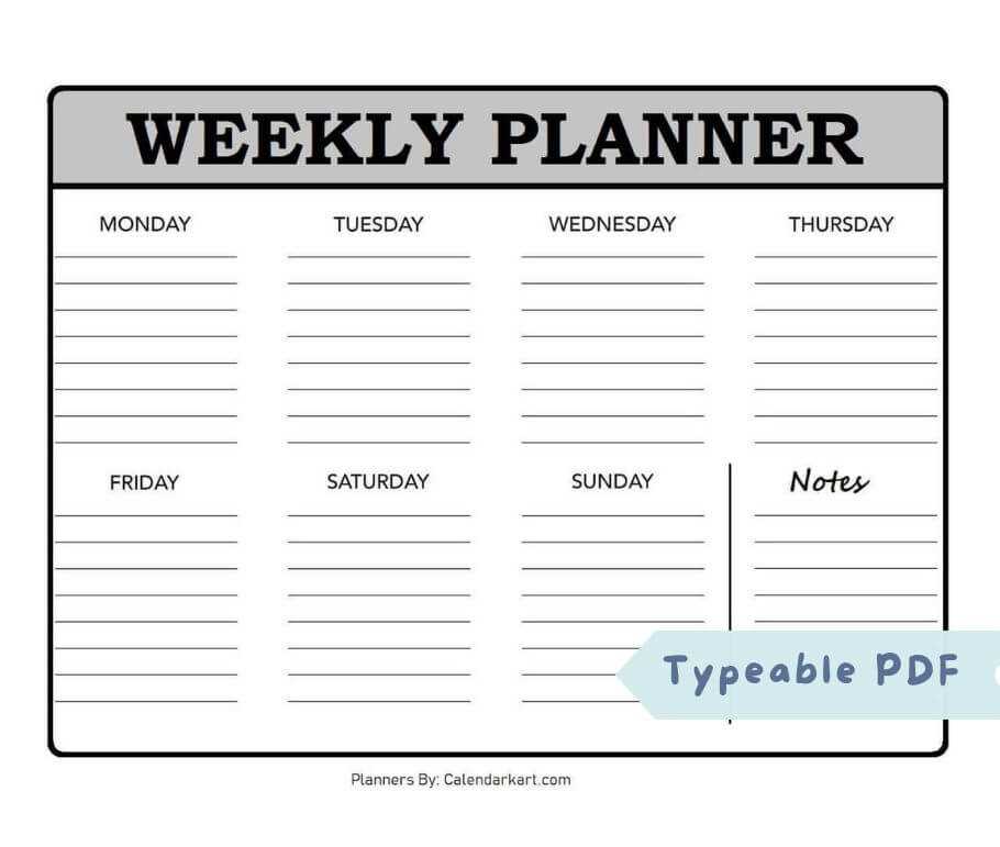 calendar weekly planner template