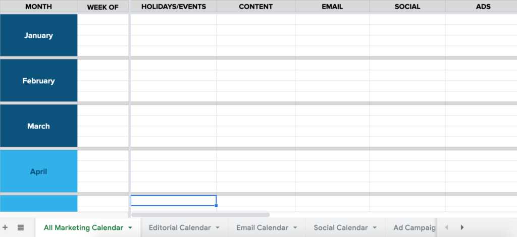 campus editorial calendar template