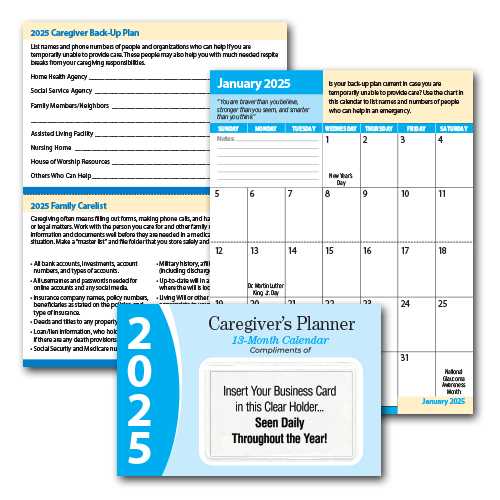 caregiver calendar template