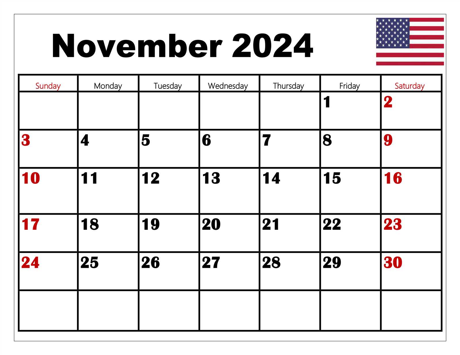 blank november calendar template