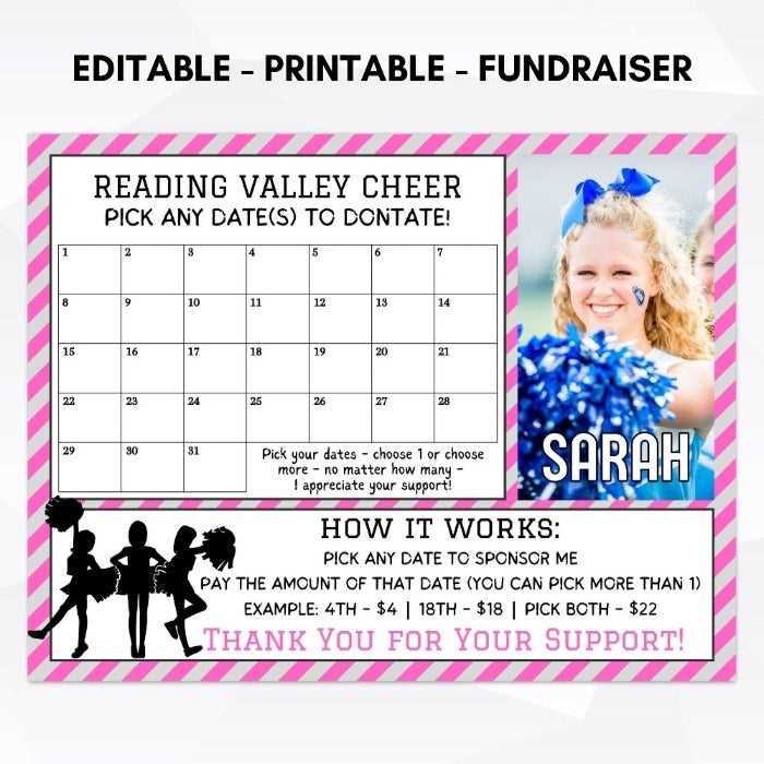 cheer calendar fundraiser template