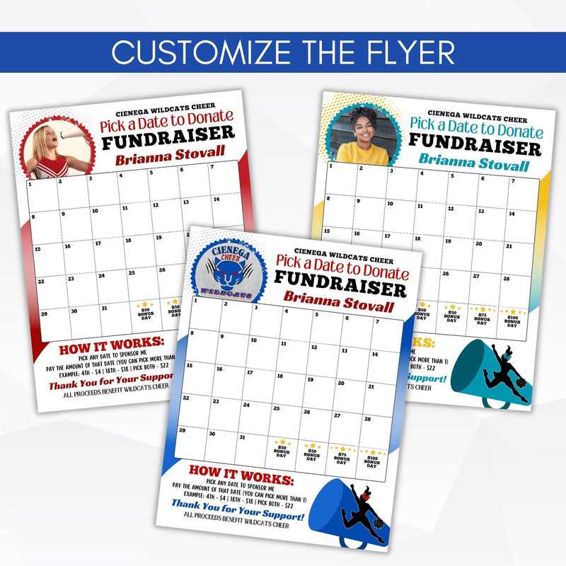 cheer calendar fundraiser template