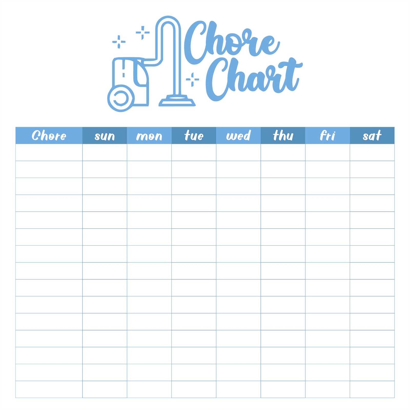 chores calendar template