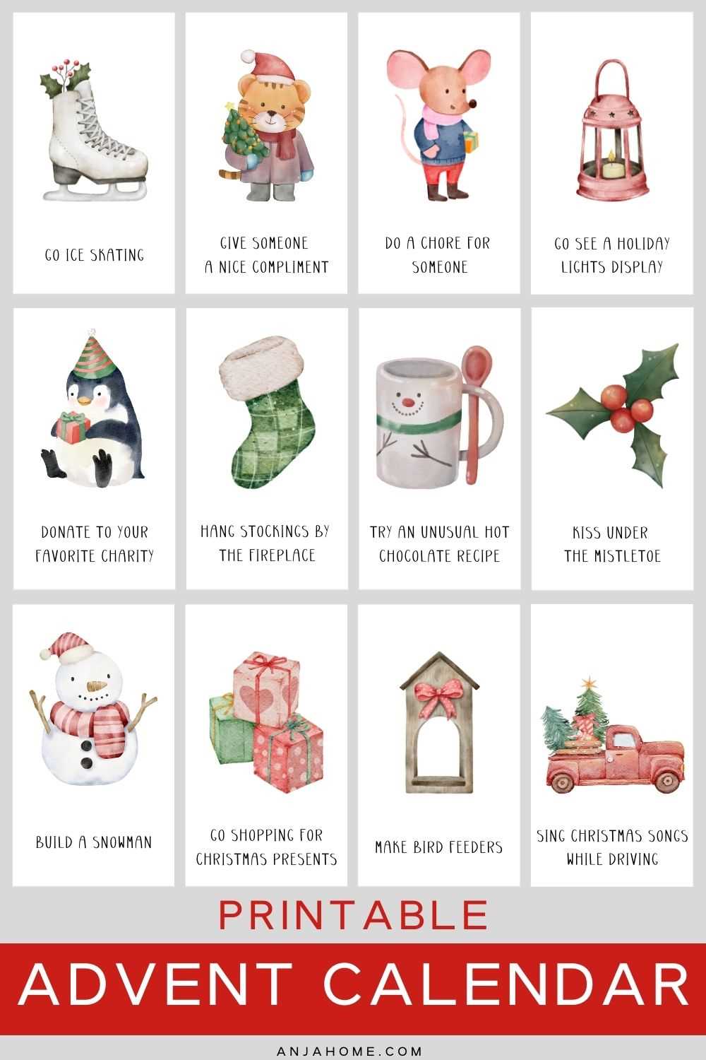 christmas activity calendar template