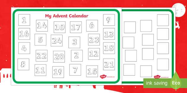 christmas activity calendar template