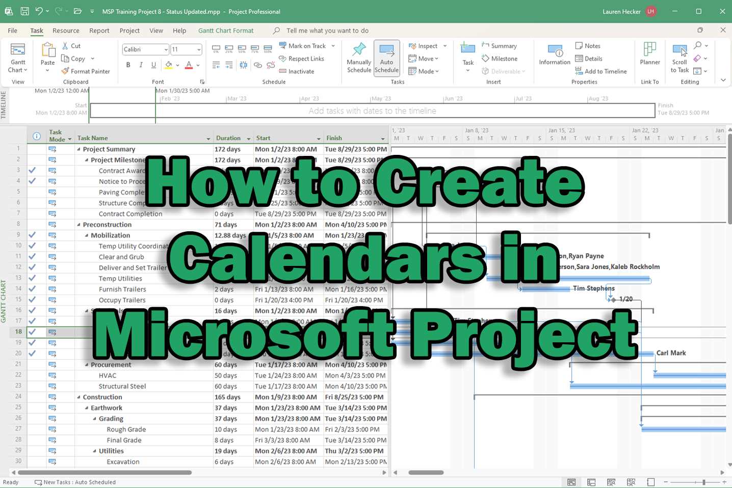 ms project calendar template