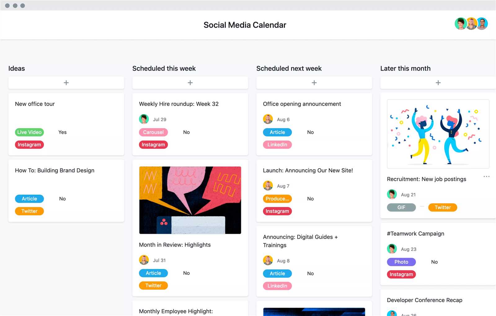 content calendar instagram template