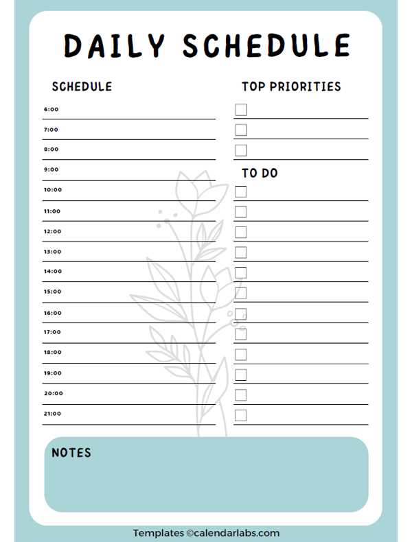 calendar daily template