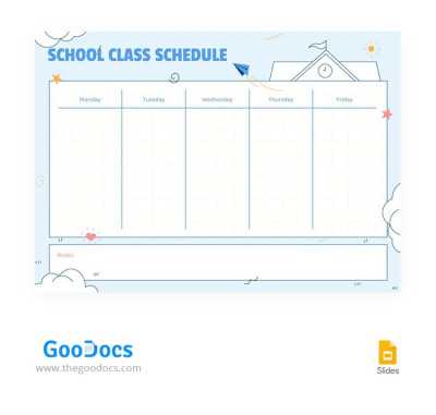 class schedule calendar template