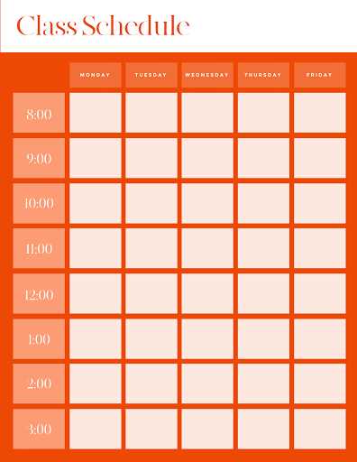 class schedule calendar template