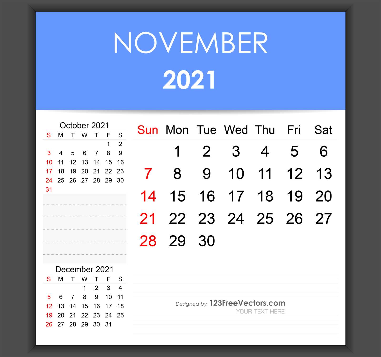 nov calendar template