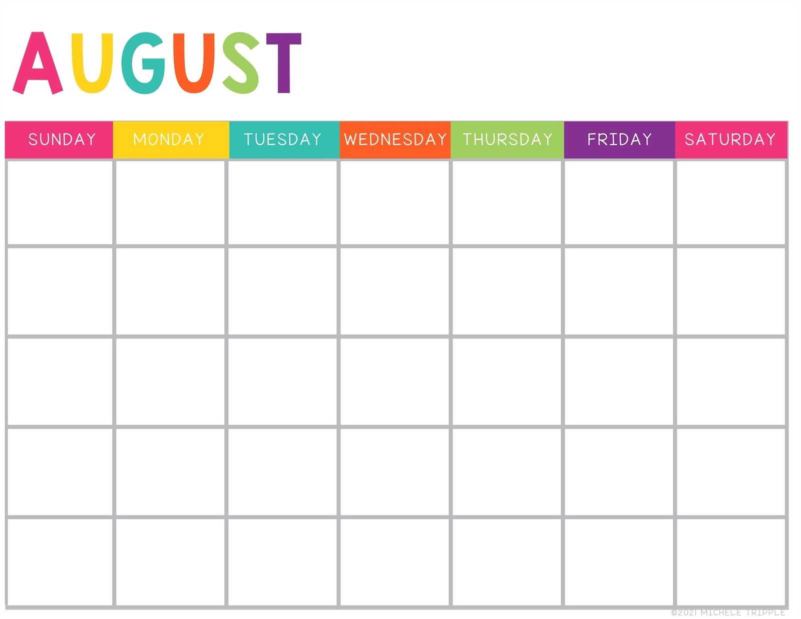 colorful calendar template