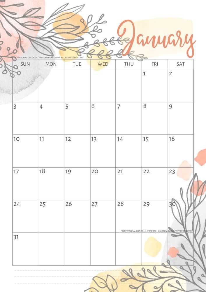 colorful monthly calendar template